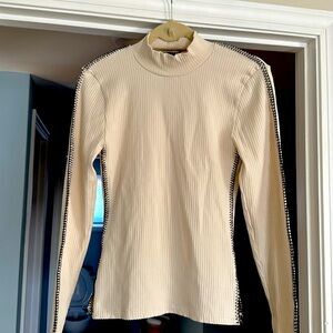 J.Crew fitted, ribbed, ivory, mock neck.